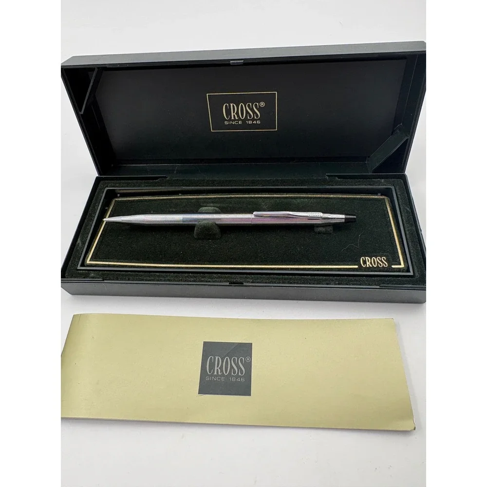 Vintage Cross Classic Century Lustrous Chrome Mechanical Pencil Pinstripe